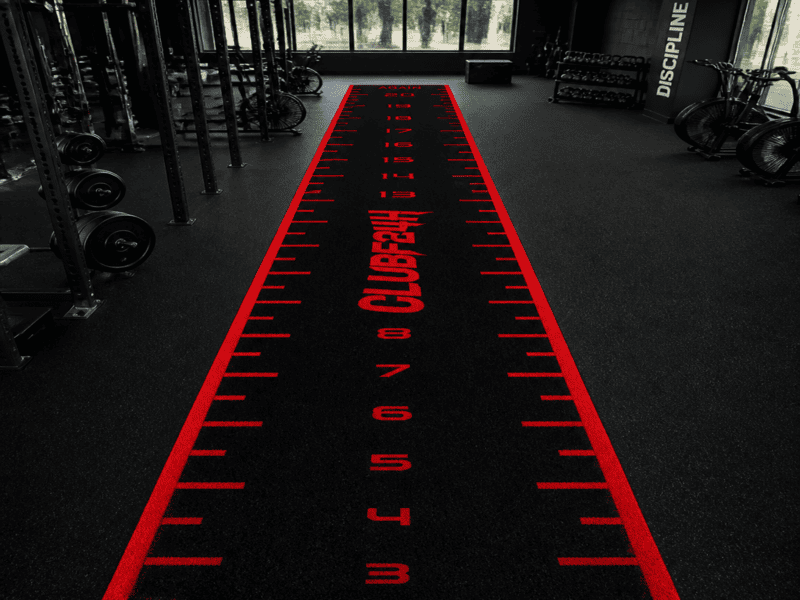 Professional gym turf packing process in factory